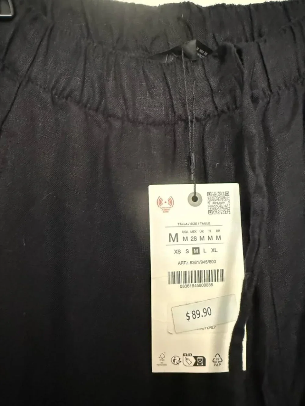 ZARA WOMAN MID-RISE LINEN VOLUME PANTS